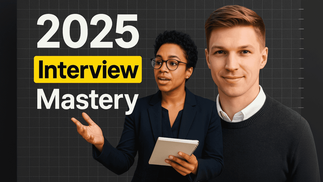 Picture of an interviewer and interviewee with the caption "2025 Interview Mastery"